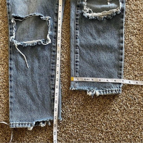 PacSun High Rise Straight Jeans Women’s 27 (28x25) Blue Ripped Skater Button Fly - Picture 14 of 15